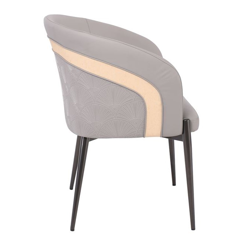 LENA Armchair Metal Black Paint/Pu Light Grey