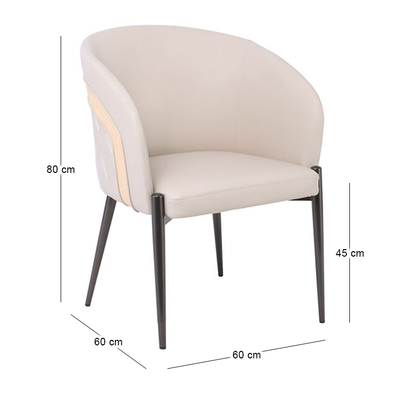 LENA Armchair Metal Black Paint/Pu Beige
