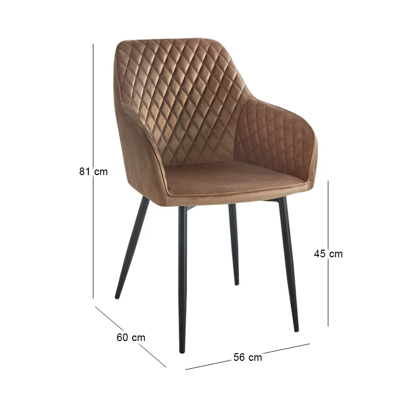 LILA Armchair Metal Black/Fabric Velure Cappuccino