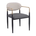 OLIVE Armchair Metal Black-Gold/Pu Light Grey-Dark Grey