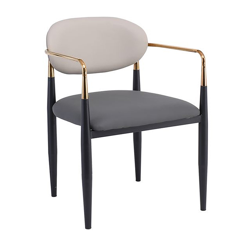 OLIVE Armchair Metal Black-Gold/Pu Light Grey-Dark Grey