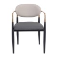 OLIVE Armchair Metal Black-Gold/Pu Light Grey-Dark Grey
