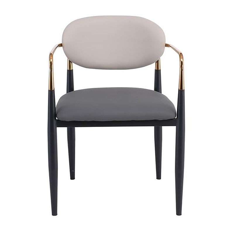 OLIVE Armchair Metal Black-Gold/Pu Light Grey-Dark Grey