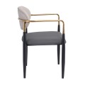 OLIVE Armchair Metal Black-Gold/Pu Light Grey-Dark Grey
