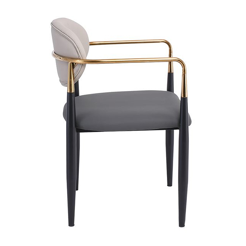 OLIVE Armchair Metal Black-Gold/Pu Light Grey-Dark Grey