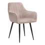 Piero Megapap velvet dining armchair in beige color with black metal leg 57x60x85.5cm.