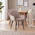 Piero Megapap velvet dining armchair in beige color with black metal leg 57x60x85.5cm.