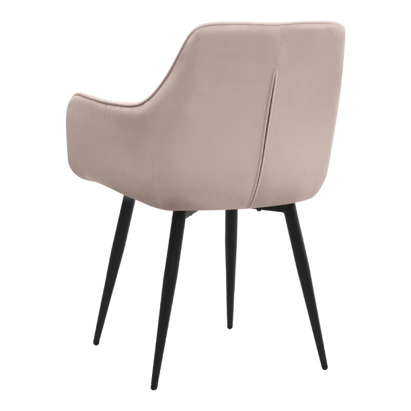 Piero Megapap velvet dining armchair in beige color with black metal leg 57x60x85.5cm.