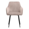 Piero Megapap velvet dining armchair in beige color with black metal leg 57x60x85.5cm.