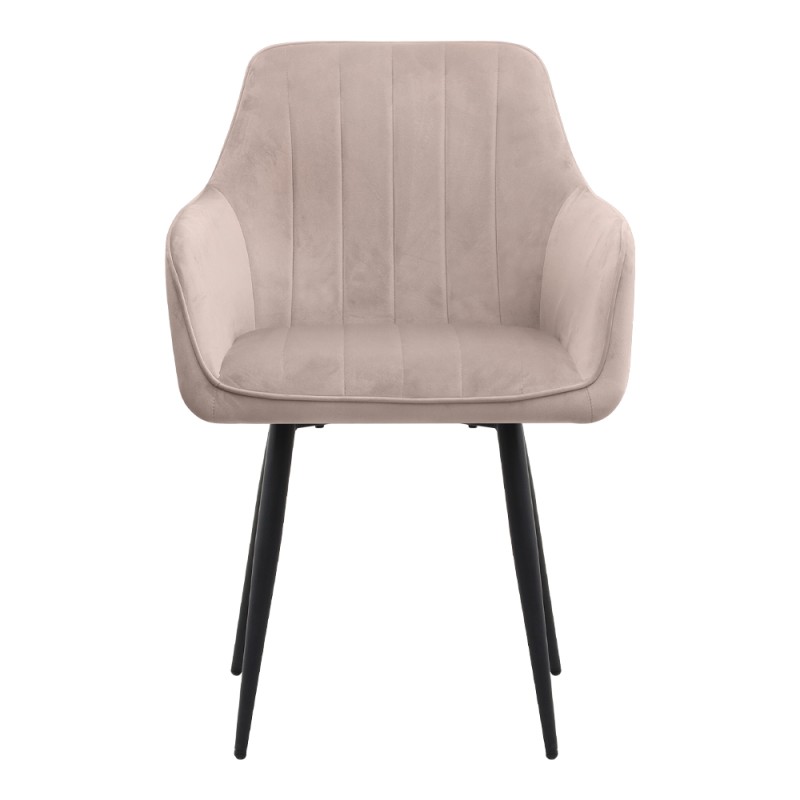 Piero Megapap velvet dining armchair in beige color with black metal leg 57x60x85.5cm.