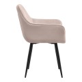Piero Megapap velvet dining armchair in beige color with black metal leg 57x60x85.5cm.