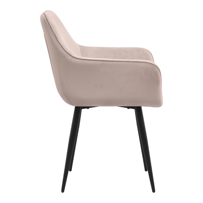 Piero Megapap velvet dining armchair in beige color with black metal leg 57x60x85.5cm.
