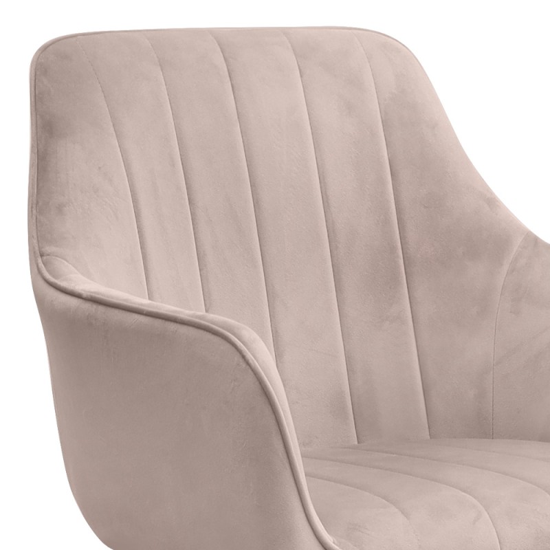 Piero Megapap velvet dining armchair in beige color with black metal leg 57x60x85.5cm.