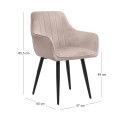 Piero Megapap velvet dining armchair in beige color with black metal leg 57x60x85.5cm.