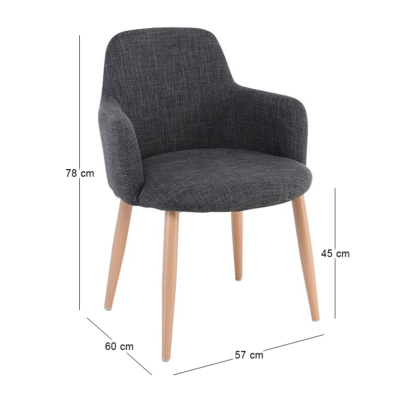 SOUL Armchair Natural Color Metal/Grey Fabric