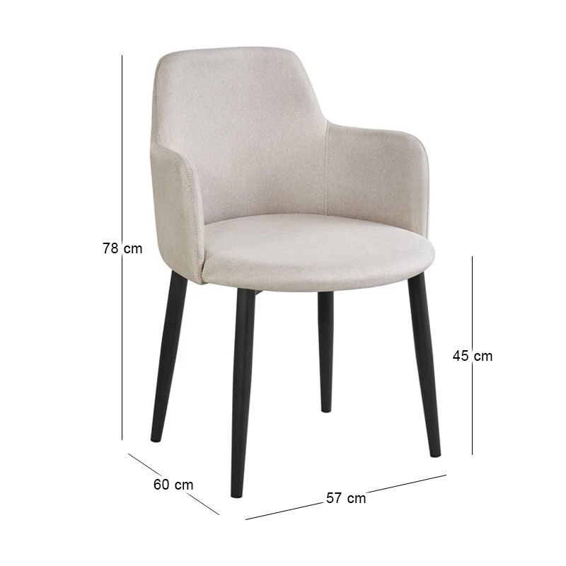 SOUL Armchair Black Color Metal/Beige Fabric