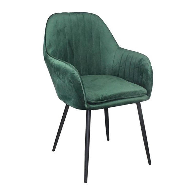 VALERY Armchair Steel Black/Fabric Velure Forest Green
