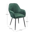 VALERY Armchair Steel Black/Fabric Velure Forest Green