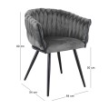 VERDI Armchair Metal Black/Fabric Velure Grey