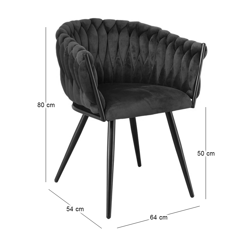 VERDI Armchair Metal Black/Fabric Velure Black