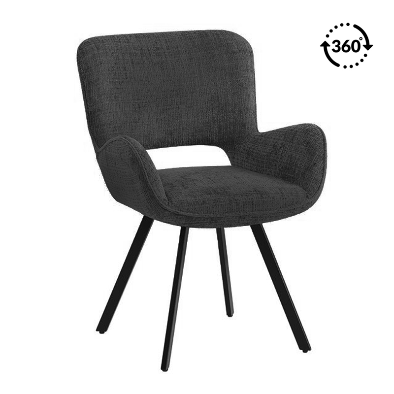 VETA Revolving Armchair Black Metal/Black Fabric