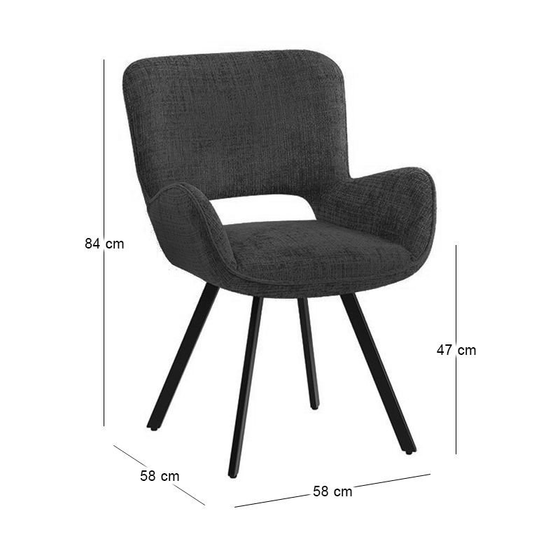 VETA Revolving Armchair Black Metal/Black Fabric