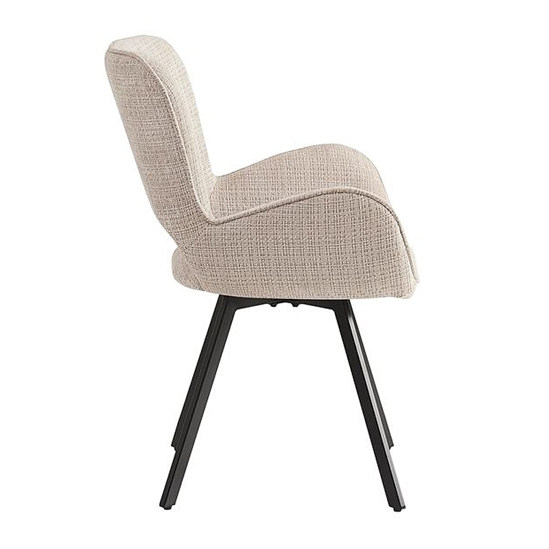 VETA Revolving Armchair Black Metal/Beige Fabric