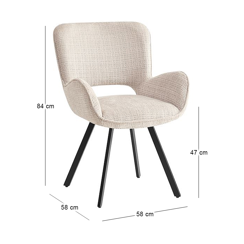 VETA Revolving Armchair Black Metal/Beige Fabric
