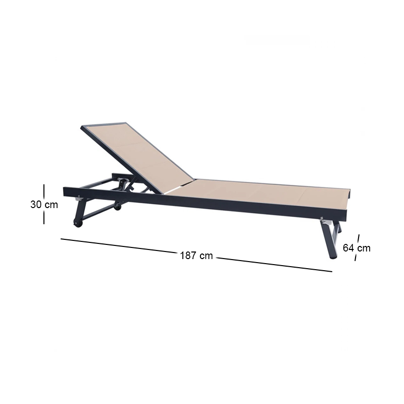 POOL Lounger Alu Anthracite/Textilene Beige