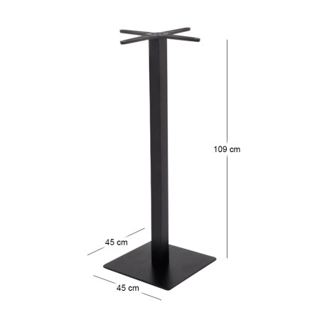 PRATO Βάση Τραπεζιού BAR 45x45 H.109cm, με ρεγουλατόρο, Μέταλλο Βαφή Μαύρο / __,__kg