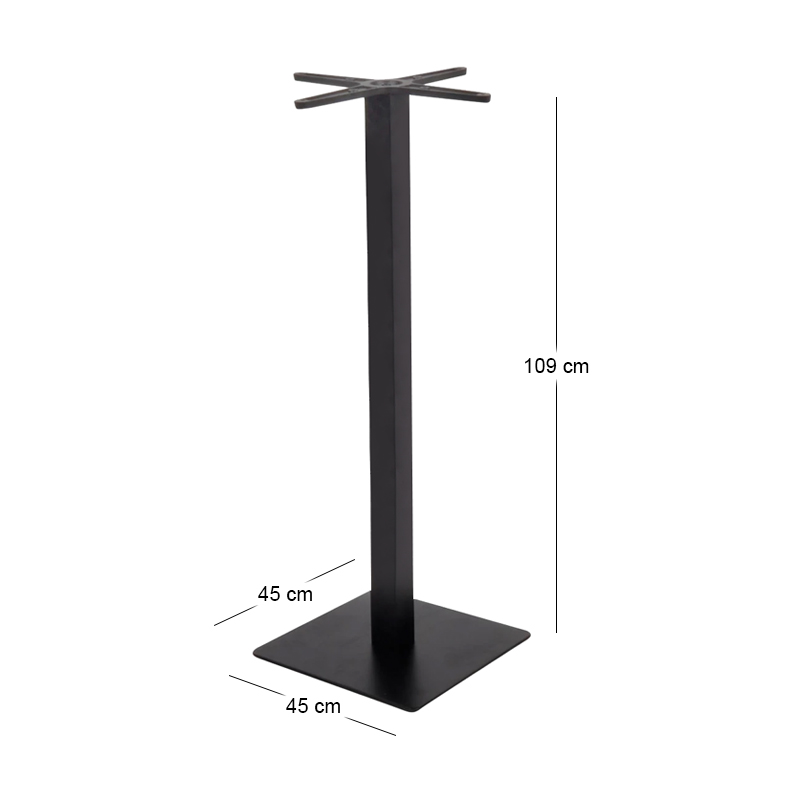 PRATO Βάση Τραπεζιού BAR 45x45 H.109cm, με ρεγουλατόρο, Μέταλλο Βαφή Μαύρο / __,__kg