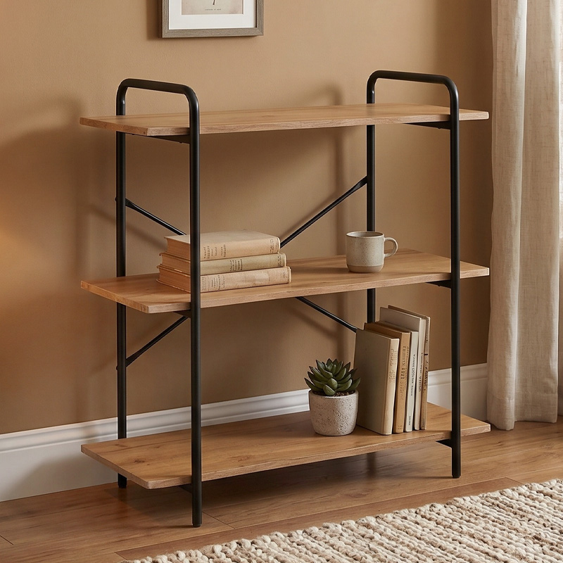 BOOKCASE 80x34x80cm Metal Black/Sonoma