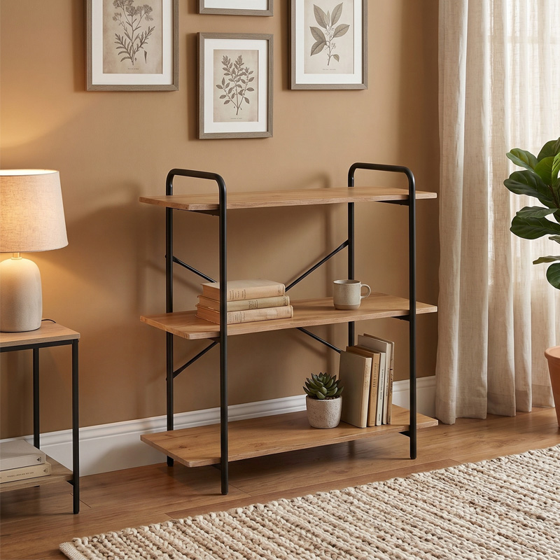 BOOKCASE 80x34x80cm Metal Black/Sonoma