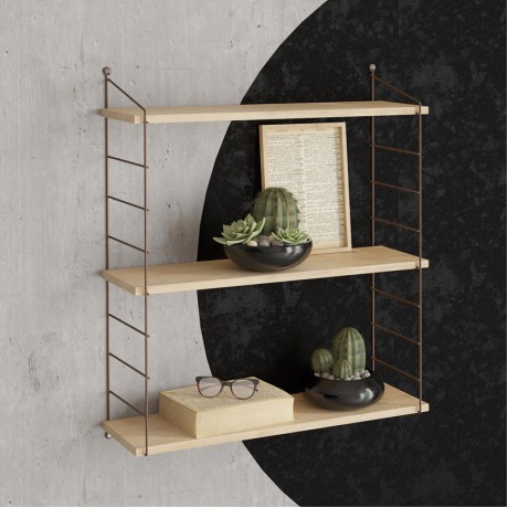Ραφιέρα τοίχου Armoni Megapap χρώμα sapphire oak - καφέ μέταλλο 72x20x85εκ.
