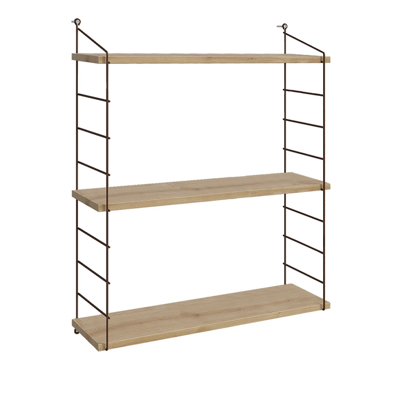 Armoni Megapap melamine - metal wall shelf in sapphire oak - brown color 72x20x85cm.