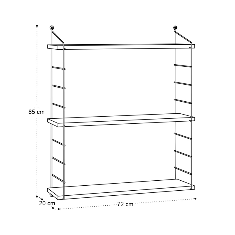 Armoni Megapap melamine - metal wall shelf in sapphire oak - brown color 72x20x85cm.