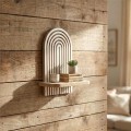 Artwill Megapap MDF wall shelf in white - oak 26x13x35cm.