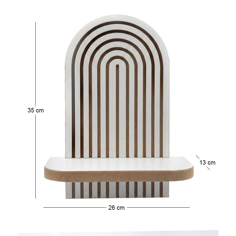 Artwill Megapap MDF wall shelf in white - oak 26x13x35cm.