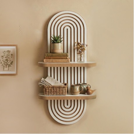 Ραφιέρα τοίχου Artwill Megapap Mdf χρώμα λευκό - oak 26x13x70εκ.