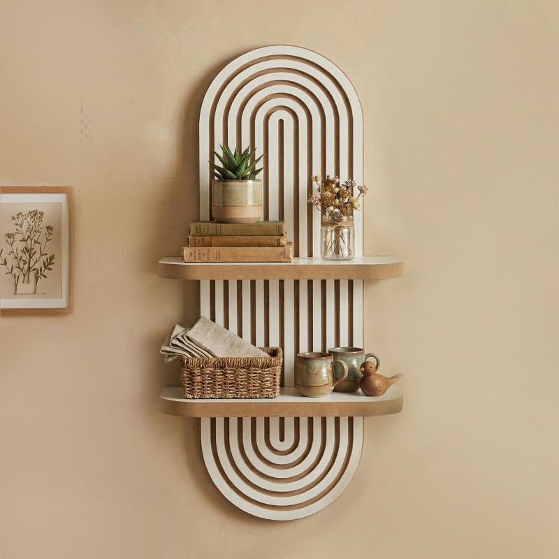 Artwill Megapap MDF wall shelf in white - oak 26x13x70cm.