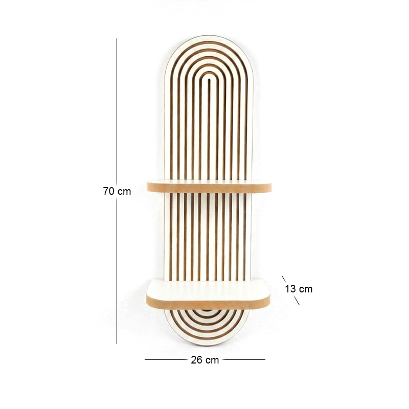 Artwill Megapap MDF wall shelf in white - oak 26x13x70cm.