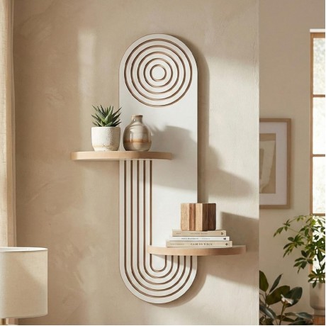 Ραφιέρα τοίχου Artwill Megapap Mdf χρώμα λευκό - oak 46x13x70εκ.