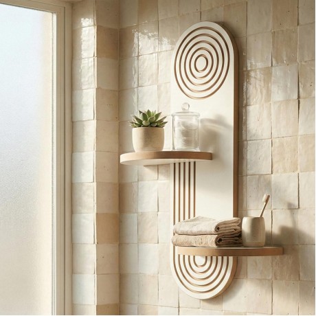 Ραφιέρα τοίχου Artwill Megapap Mdf χρώμα λευκό - oak 46x13x70εκ.