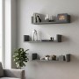 Dark Megapap melamine wall shelves set of 3 in anthracite color 60x15x12cm.