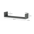 Dark Megapap melamine wall shelves set of 3 in anthracite color 60x15x12cm.