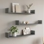 Dark Megapap melamine wall shelves set of 3 in anthracite color 90x15x12cm.
