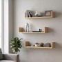 Dark Megapap melamine wall shelves set of 3 in oak color 60x15x12cm.