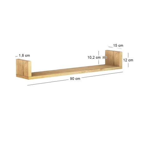 Dark Megapap melamine wall shelves set of 3 in oak color 90x15x12cm.