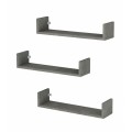Dark Megapap melamine wall shelves set of 3 in concrete grey color 60x15x12cm.