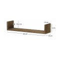 Dark Megapap melamine wall shelves set of 3 in walnut color 60x15x12cm.